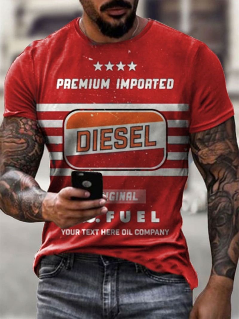 Herre T-shirts Casual Jewel Neck Korte Ærmer