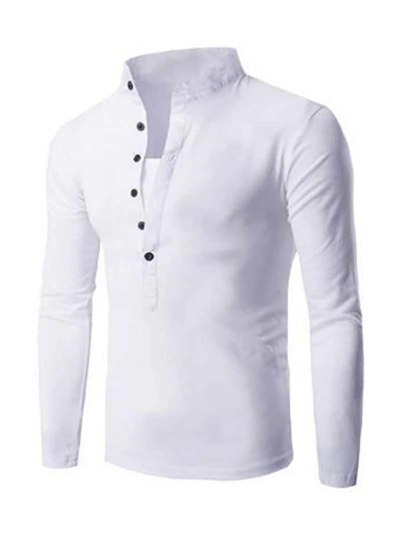 Herre T-shirts Chic Jewel Neck Lange Ærmer