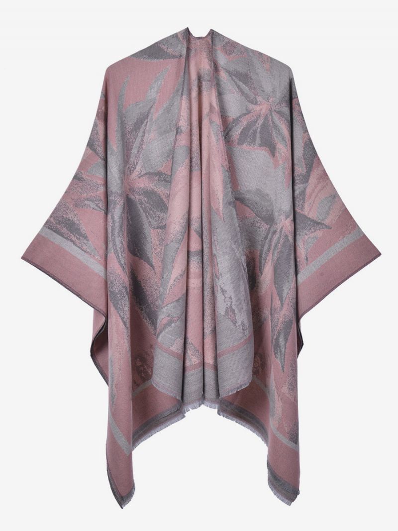 Kvinder Cape Classic Blomstertrykt Oversized Casual Daily Poncho - Pink