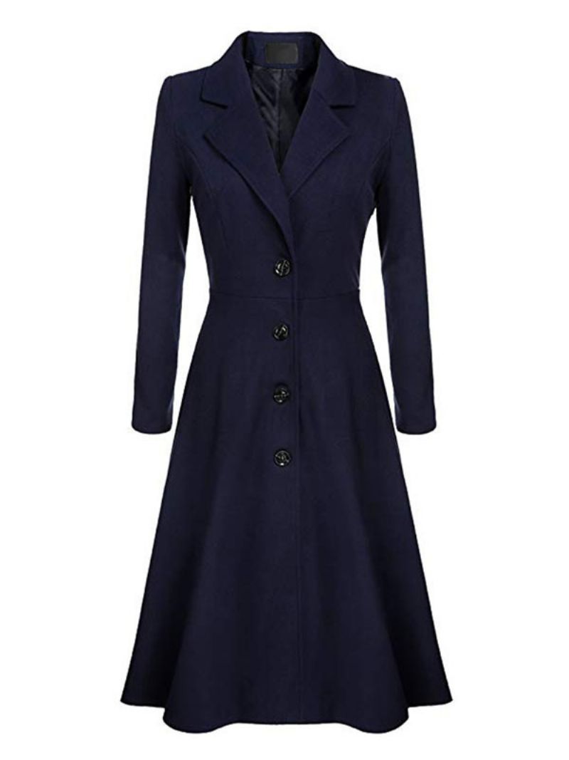 Kvinder Swing Coat 1950s Langærmet Turndown Krave Fit Flare Vinterfrakke