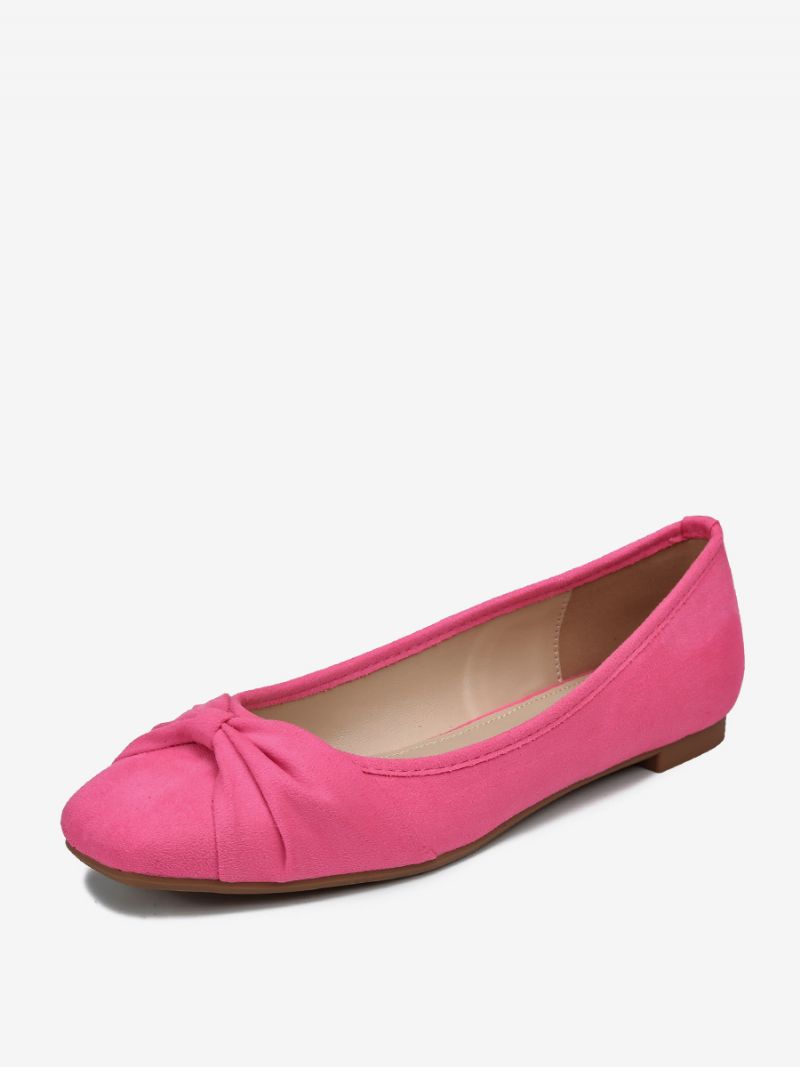 Kvinders Ballerina Flats Firkantede Toe Bues Elastisk Stof Ballet - Rose